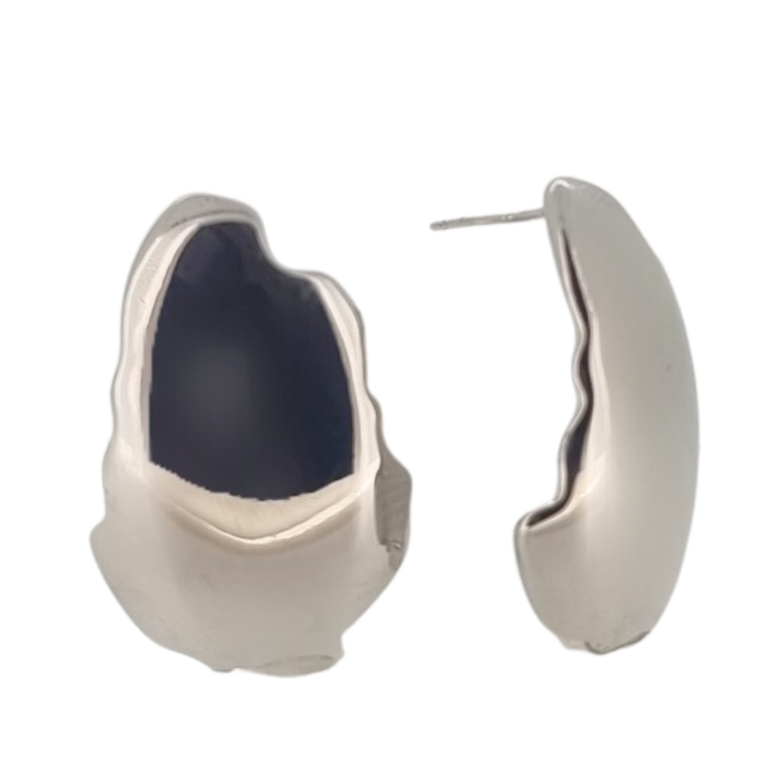 Silver eggshell teardrop earrings