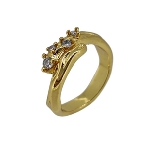 18k gold plated snake cz crystal ring