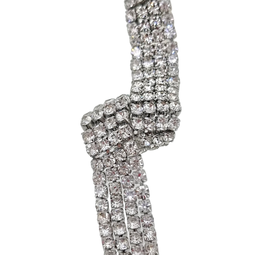 Statement crystal diamante twist chandelier drop earrings