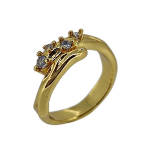 18k gold plated snake cz crystal ring