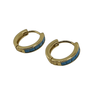 18k gold plated turquoise cz crystal huggies