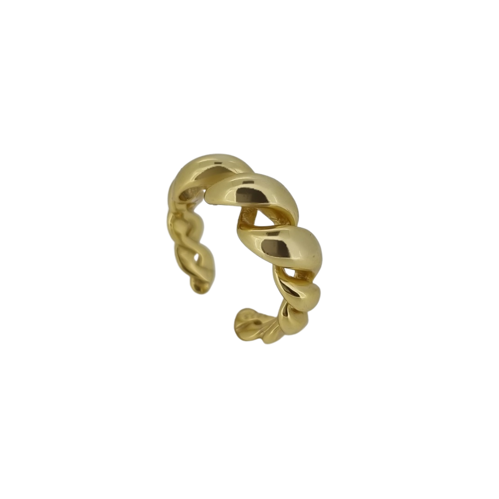 925 sterling silver 18k gold plated chunky twist croissant ring