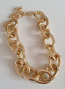 Gold plated chunky chain choker necklace