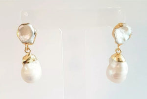18k gold plated freshwater baroque pearl teardrop earrings