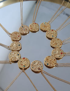 Gold Plated Jewel Zodiac Star Sign Necklace