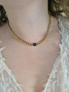 18k gold plated black cz chain necklace