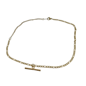 18k gold plated t bar chain necklace
