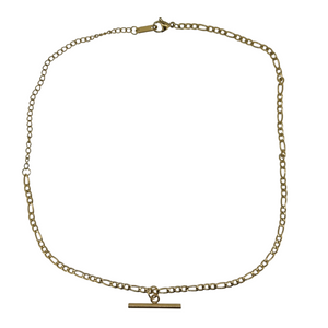 18k gold plated t bar chain necklace