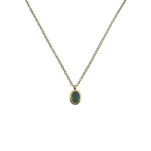 18k gold plated oval green cz crystal necklace
