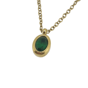 18k gold plated oval green cz crystal necklace