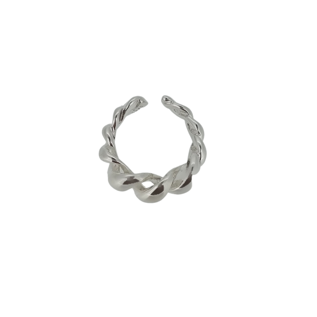 925 sterling silver rope twist chunky croissant ring