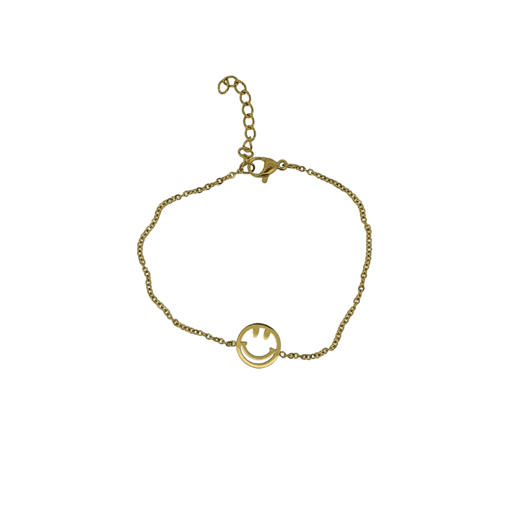 18k gold plated smiley face chain bracelet
