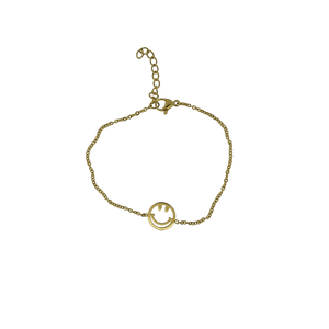 18k gold plated smiley face chain bracelet