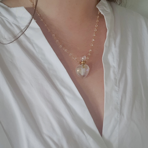 18k gold plated aurora quartz heart perfume bottle necklace