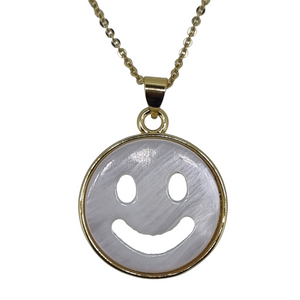18k gold plated real shell smiley charm necklace