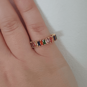18k gold plated rainbow cz crystal ring