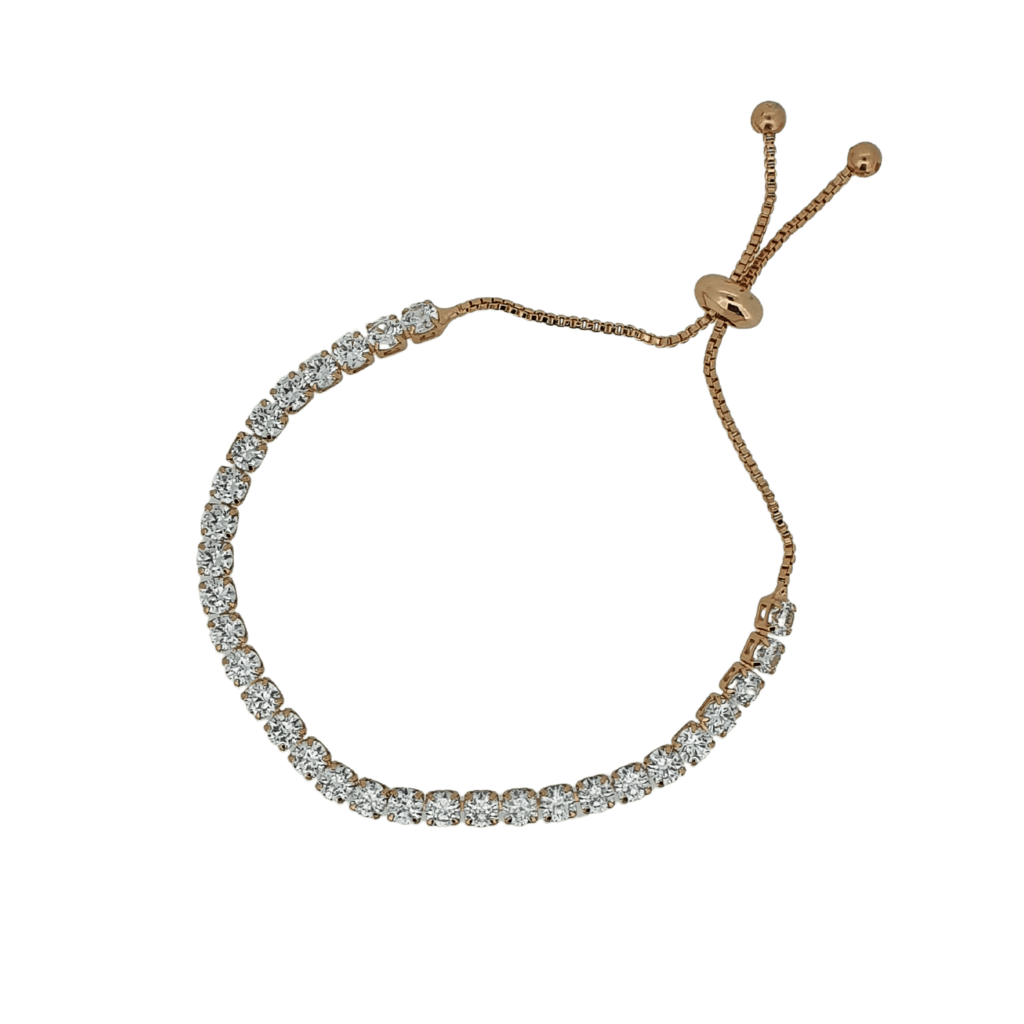 Rose gold cz crystal tennis bracelet