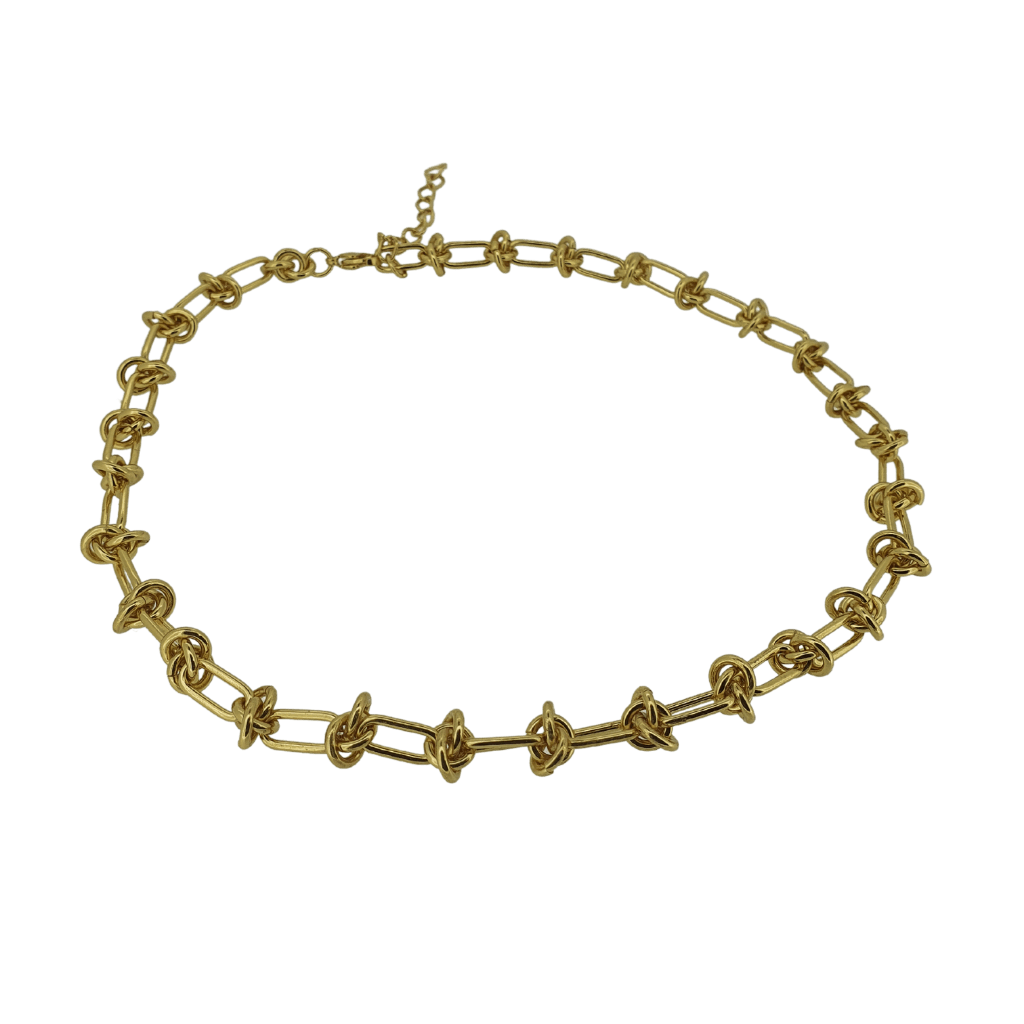 18k gold plated knot chain necklace