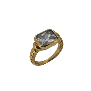 18k gold plated clear cz crystal twist ring