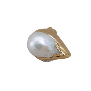 Gold plated freshwater pearl adjustable ring