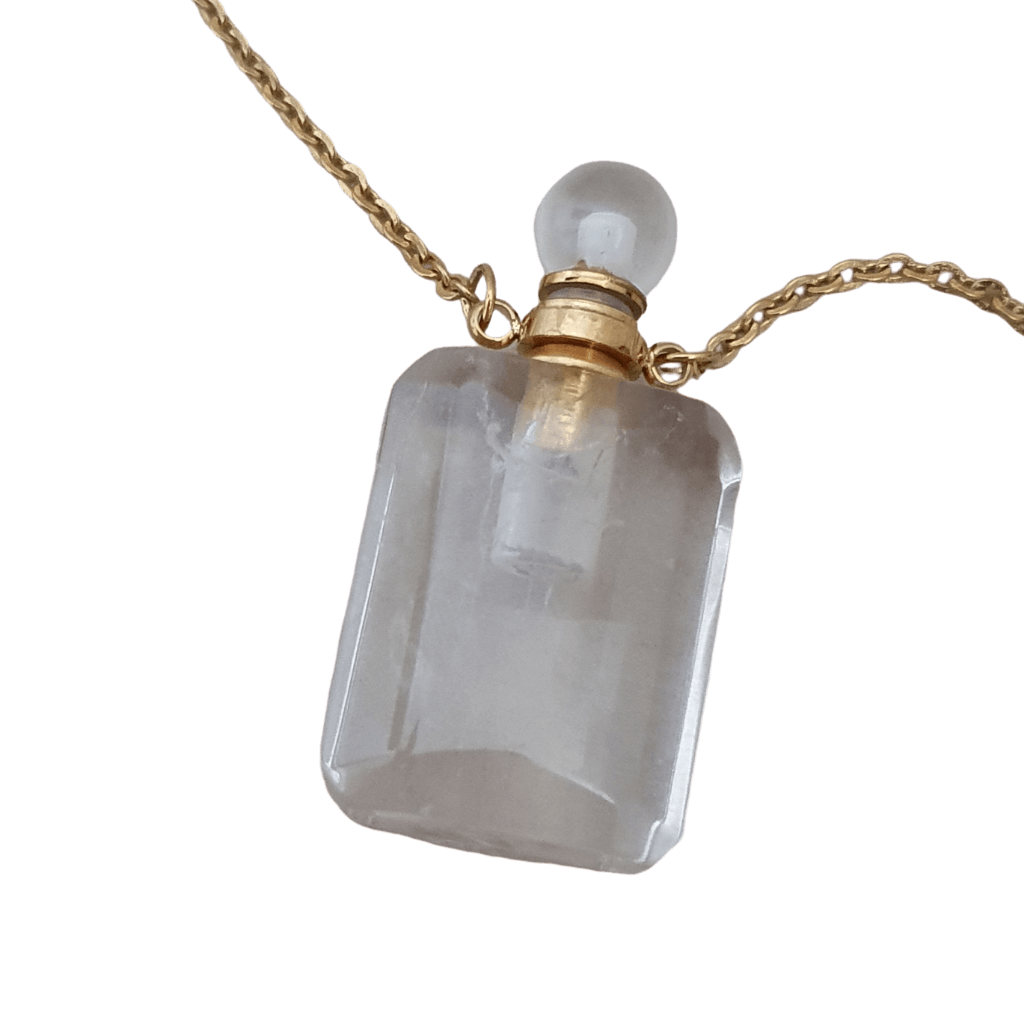 18k gold plated natural gem stone perfume bottle necklace