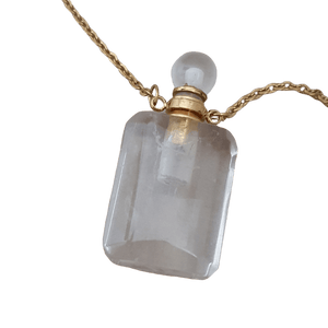 18k gold plated natural gem stone perfume bottle necklace