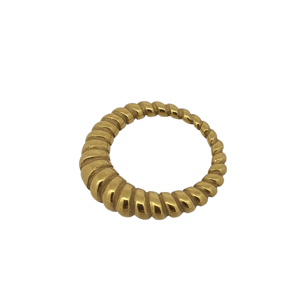 Gold plated rope twist baguette ring