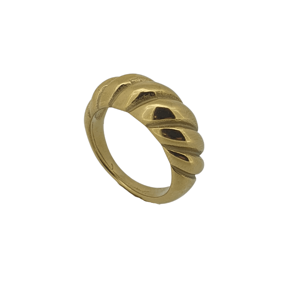 Gold plated chunky rope twist croissant ring