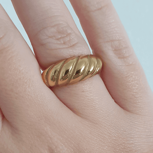 Gold plated chunky rope twist croissant ring