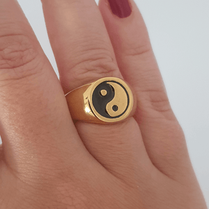 Gold plated yin yang ring