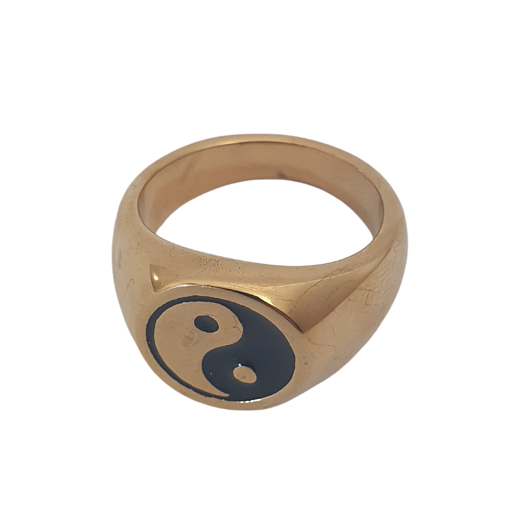Gold plated yin yang ring