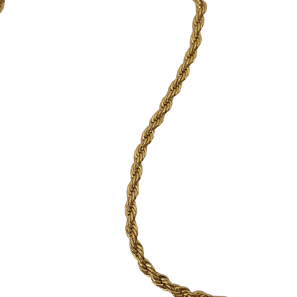 Gold chunky rope twist chain necklace