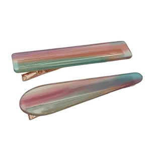 Pastel rainbow hair clip set
