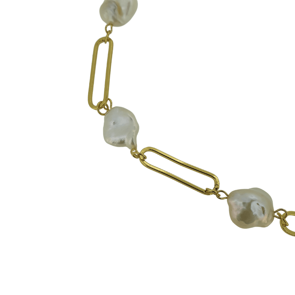 18k gold plated freshwater pearl lock necklace