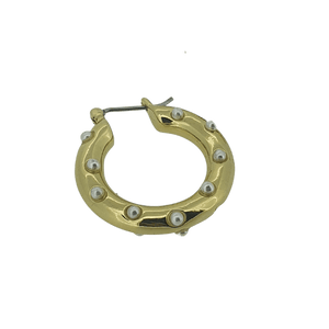 Gold plated small pearl hoops