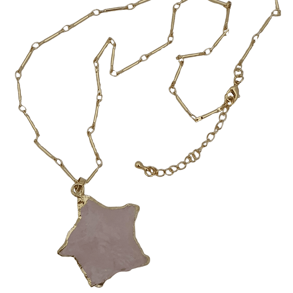 24k gold plated rose quartz star necklace