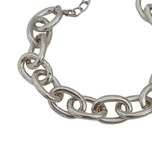 Silver chunky chain choker necklace