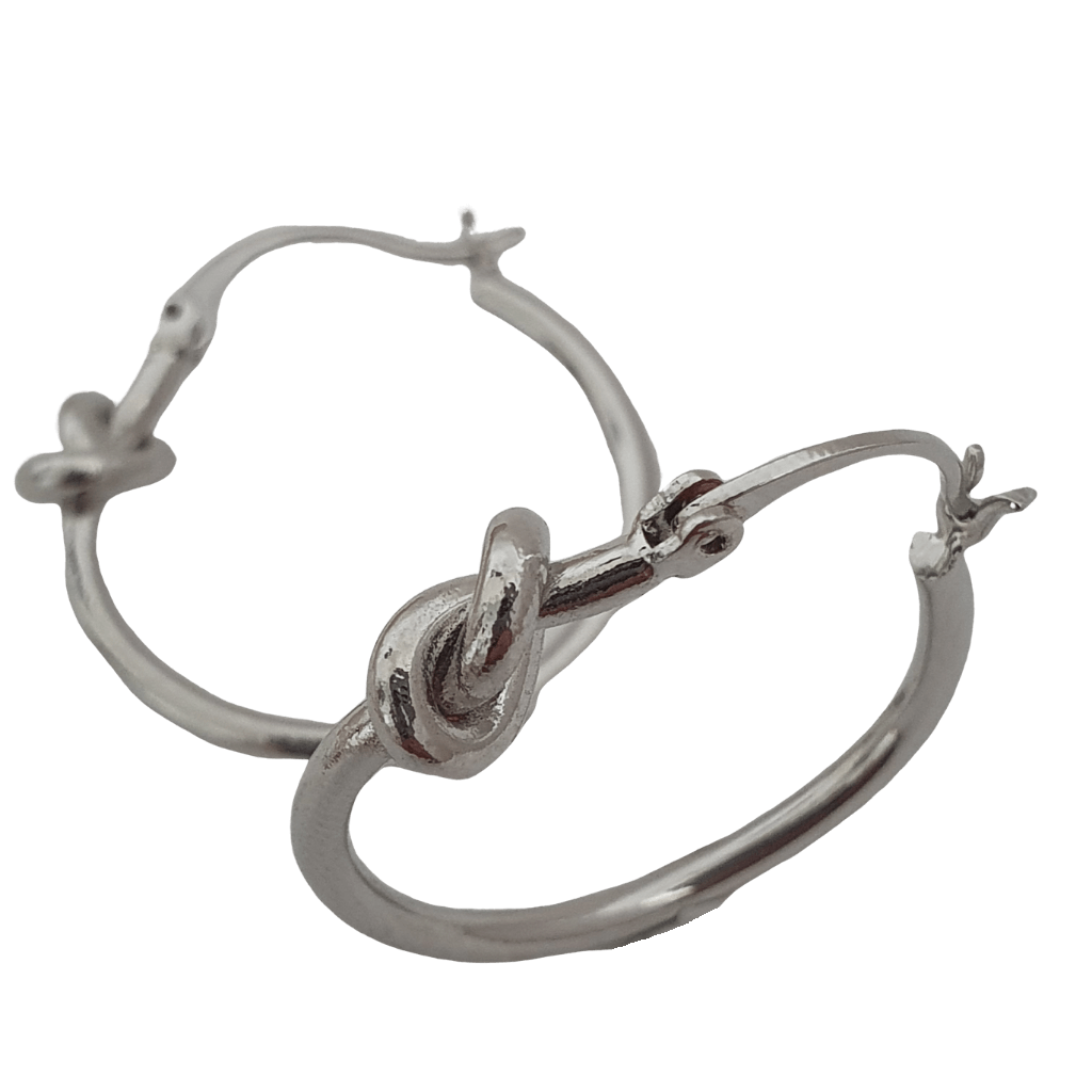 Silver knot hoop earrings