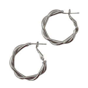 Silver twist hoop earrings