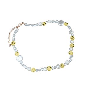 Seed pearl style smiley face necklace